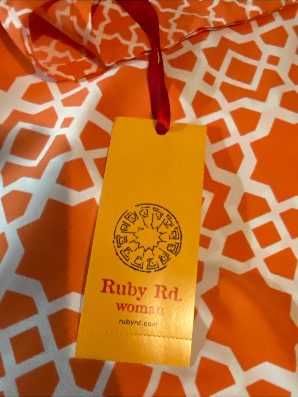 Ruby Rd. Orange and White Geometric Top - Picture 11 of 11